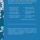 Text auf blauem Hintergrund über ein Ratebuch für Senioren, bei dem Kanada gesucht wird. Florales Muster am linken Rand.