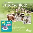 "Mach den Unterschied! 25 % des Verkaufserlöses gehen an den Lebenshof Dorf Sentana." Oben Luftaufnahme eines Dorfes, unten Tiere.