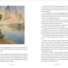 Seite 77. Der Text beschreibt eine zerstörte Brücke und einen Dialog über Erkenntnis und Verlust. Links Gemälde eines Flusses.