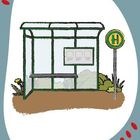 Texte: Trennung "Hal-te-stel-le", Mehrzahl "die Haltestellen", Impulsfrage über Wartehäuschen. Assoziationen zu Haltestellen.