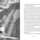 Zwei Mädchen stehen im Wald, beleuchtet vom Mond. Texte beschreiben ein Treffen mit Rehen und einem Pony am Bach.