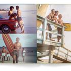 „Emergency Access Area. Please Stay Off this Structure.“ Szenen am Strand mit Surfbrettern und entspannten Menschen.