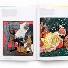 Links oben: "Albert Weisgerber, 1910". Rechts oben: "Walter Crane, 1874". Zwei Illustrationen mit Fabelwesen und Figuren.