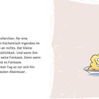 Text über die Fantasie eines Kartoffelsalats. Illustration: Ein lachender Kartoffelsalat auf einem kleinen Teller.