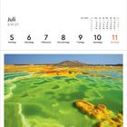 Juli, KW 27. Montag 5 bis Sonntag 11. Bunte Salzablagerungen und Wasser in der Danakil Wüste, Äthiopien.