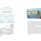 Texte: "CHILLEN IM ACHTEN STOCK", "DER KONTRAST KÖNNTE KAUM GRÖSSER SEIN". Illustration: Zwei Aufzüge, Foto: Cocktail mit Panorama.