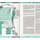 Links: "AO", "A1", "A2", "A3", "A4", Maße in mm, "Darstellung in mm". Rechts: Text über DIN-Formate. Zeichnung einer Person mit Schere.