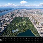 New York, 05, Kalender; Luftaufnahme von Central Park, umgeben von zahlreichen Gebäuden und einem Fluss im Hintergrund.