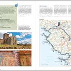 © Texte werden nicht beschrieben. Links Infos zu Campingplätzen und der romanischen Kirche Notre-Dame. Rechts eine Landkarte mit Route.