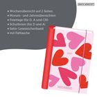 +Wochenübersicht auf 2 Seiten, +Monats-/Jahresübersichten, Kalender 2027, Design mit roten und pinken Herzen, Logo "Grafik Werkstatt".