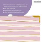 Text zu Merkmalen eines Kalenders, detailliert und dekorativ. Oben rechts steht "GRAFIK WERKSTATT". Darunter Streifenmuster.