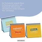 Der Tischkalender versprüht Lebens- und Farbenfreude. Enthält: Ecken & Kanten; Dankbarkeit; Lesen im Herzen.