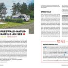 "SPREEWALD-NATUR-CAMPING AM SEE", 5 Sterne, Icons für Einrichtungen. Bild von Campingplatz mit Wohnmobilen, Bäumen, See.
