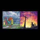 Text: „Wenn der Himmel dunkel wird, die Sterne funkeln und schimmern wie Diamanten, doch der Mond ist nicht immer rund. Papa sagt: ›Der Mond ist immer rund, auch wenn du nur einen Teil von ihm sehen kannst...‹“ Ein Vater zeigt mit seinem Kind die Mondphasen.