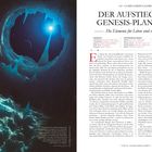 "DER AUFSTIEG DER GENESIS-PLANETEN: Die Elemente für Leben sind vorhanden." Links: blaues, eisiges Höhlenmotiv.