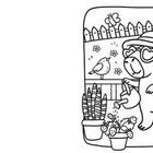 Illustration: Ein Tier mit Hut und Herzbrille gießt Pflanzen. Im Hintergrund ein Zaun, ein Baum und Blumen. Ein Vogel sitzt auf dem Zaun.