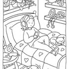 Illustration: Person im Bett mit Kopfhörern, Handy in der Hand, Katze neben sich. Im Zimmer Pflanzen und gerahmte Fotos.
