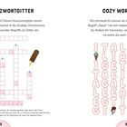 "KLEINES KREUZWORTGITTER" links, "COZY WORD SEARCH" rechts, jeweils mit Themen zu Eis und italienischen Begriffen.