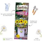 Text: "Landliebe 2027", "Bauernregeln * Rezepte * Wissenswertes", "Der große Streifenkalender für Naturfreunde!" Illustration: Sonnenblumen in einer Kanne.