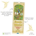 "Der große Streifenkalender über das Leben und Arbeiten im Rhythmus der Natur!" Illustration: Mann pflückt Äpfel.