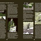 "Biography von Mary Shelley" steht oben. Illustration von Marys Leben: Geburt, Familie und Reisen. Szenen mit Boot und Hütten.