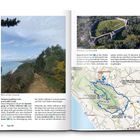 Linke Seite, Text: "Blick auf den Prasoudi". Darunter ein Pfad an einer Küste. Rechte Seite, Bild von "Mattheos Gardiki Castle" und Karte.