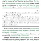 Text auf Französisch mit deutschen Übersetzungen in Klammern. Kapitelnummer 6 ist hervorgehoben.