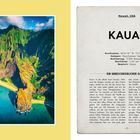 **KAUA'I**  
Koordinaten: 22°04'12" N, 159°29'51" W  
Gewässer: Pazifischer Ozean  
Bevölkerung: 73.298 Bewohner  
Fläche: 1.427 km²  
Hauptort: Lihue  

Eine atemberaubende Luftaufnahme von grünen Bergen und Küste.