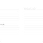 Links: „Was habt ihr an Feiertagen gemacht?“ Unten: „Erinnerst du dich an ein Märchen, das dir besonders gefiel?“ Rechts: „Welches Fest mochtest du am liebsten?“ Gelbes geometrisches Design an den Ecken.