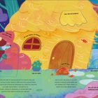 Comic-Stil: Ein Wolf mit Schal steht vor einem Strohhäuschen. Sprechblasen fragen: "Ist das Ferkel zu Hause?" und "Wer ist da?"