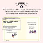 Benefit 4: Nach jedem Kapitel gibt es einen Abschnitt zu koreanischer Kultur und Vokabular. Illustration von Figuren.