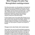 Kapitelüberschrift: "6 Mini-Übungen für jeden Tag: Beweglichkeit zurückgewinnen". Text: Übungen für Beweglichkeit ohne Geräte.
