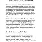 Kapitel 7: "Ein Zuhause, das offen bleibt". Text beschreibt emotionale Bedeutung von Zuhause und Offenhält.