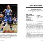**MAYA MOORE**

Zitat über Maya Moore von Geno Auriemma oben. Basketballspielerin in blauer Uniform mit Ball. Text über Karriere und Erfolge.