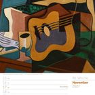 46. Woche, November 2027. Illustration zeigt kubistisches Stillleben mit Gitarre und Glas.