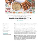 ROTE-LINSEN-BROT. Zutaten: Rote Linsen, Mehl, Backpulver, Haferflocken, Hanfsamen, Salz, Pflanzenmilch, Olivenöl.