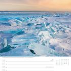 Vereister Baikalsee bei Dämmerung, Burjatien, Russland. Kalender 49. Woche, Dezember. Text: Nikolaus, 3. Advent.
