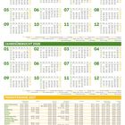 Kalenderübersicht für 2027 und 2028, Feiertage in Orange markiert, darunter Ferientermine 2027 für deutsche Bundesländer.