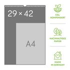 29 × 42, A4, CO₂-KOMPENSIERT, NACHHALTIGES PAPIER, MADE IN GERMANY. Symbole: Pflanze, Bäume, Haus mit Herz.