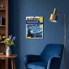 „Kunstwelt: Impressionismus & Klassische Moderne 2027 Kalender“, zeigt „Sternennacht“. Blaue Wand, blauer Sessel, Lampe.