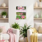 "Farben der Natur", Wochenplaner 2027. Blumenbilder zieren das Cover an einer Wand über einem Sofa mit Pflanzen.