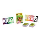 Skip-Bo Schachtel, bunte Zahlenkarten von 1 bis 12 in Rot, Blau, Grün, Gelb. Zwei Kartenstapel.