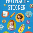 Texte: "Ich kann das!", "Klasse!", "Mutmurmel", "Auf geht's!", "ABC", "Endlich Schulkind", "Toll!", "Sei mutig!", "Ich bin bereit", "Die Welt gehört dir!"  
Illustrationen: Schulutensilien, Zahlenreihe, Pokal, Globus, Pinsel.