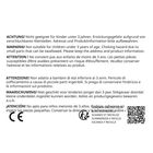 Achtung: Nicht geeignet für Kinder unter 3 Jahren. Verschluckbare Kleinteile. Mehrsprachiger Warnhinweis, CE-Logo, Recycling-Symbol.