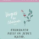 Augustkalender: Vergiss die Modelmaße. Charakter passt in jedes Kleid. Illustration eines Gesichts mit Blättern.