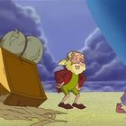 Eine Illustration zeigt einen älteren Mann mit Bart in roter Jacke und grüner Hose, neben einer Frau und einem Heuwagen vor Wolken.