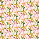 Bunte, sich wiederholende Schleifen in Grün, Orange und Rosa auf hellem Hintergrund. Malstil wirkt aquarellartig.