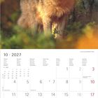 "10 · 2027" oben; Wochentage mehrsprachig darunter; Bild eines Wolfs vor einem Baum in Herbstfarben.