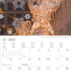 Kalender für Dezember 2027. Montag bis Sonntag auf Deutsch, Englisch, Französisch, und mehr. Engel mit Trompete und Lichter.