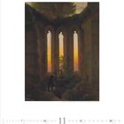 November. Adam Elsheimer, 1633. Landschaft mit Ruine, Bäume und untergehende Sonne. Unten ein Kalender von 1 bis 30.